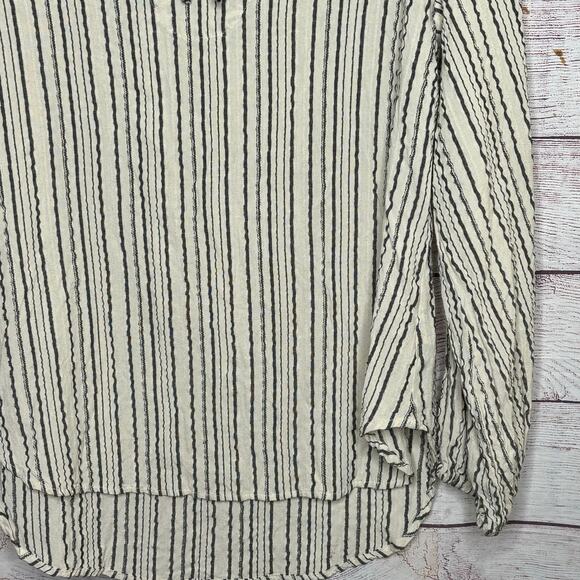 Free People Ivory Rhythm of the Night Striped Long Sleeve Top Size XS - Picture 8 of 11